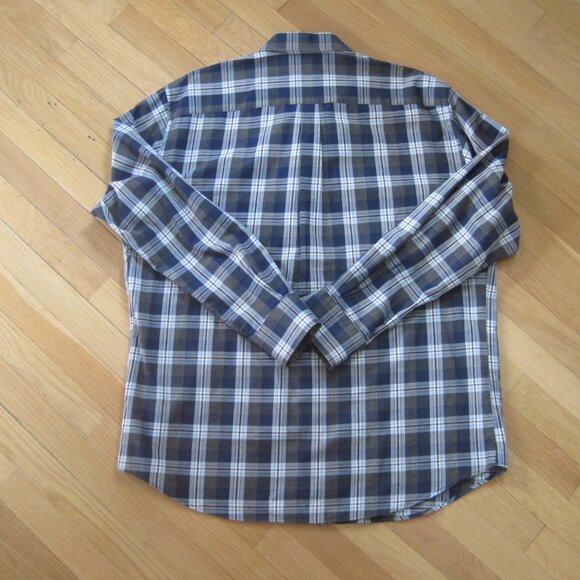 Peter Millar Navy Dark Grey Plaid Button Down Shirt Size XL 100% Cotton - Picture 2 of 7